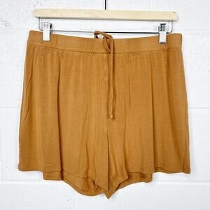 SKIMS Womens Sleep Shorts Camel Tan Brown Jersey Knit Size Large
